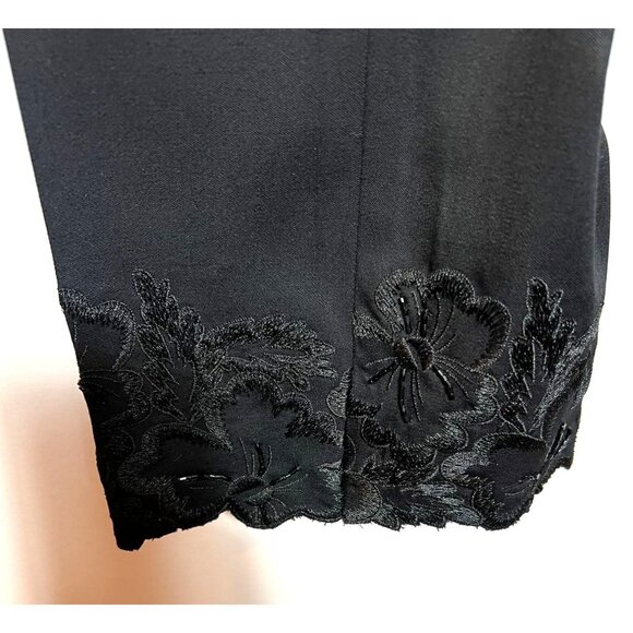 Jones New York Black Flat Front Wool Blend Pants Black Embroidered Cuffs Size 12 - Picture 6 of 10